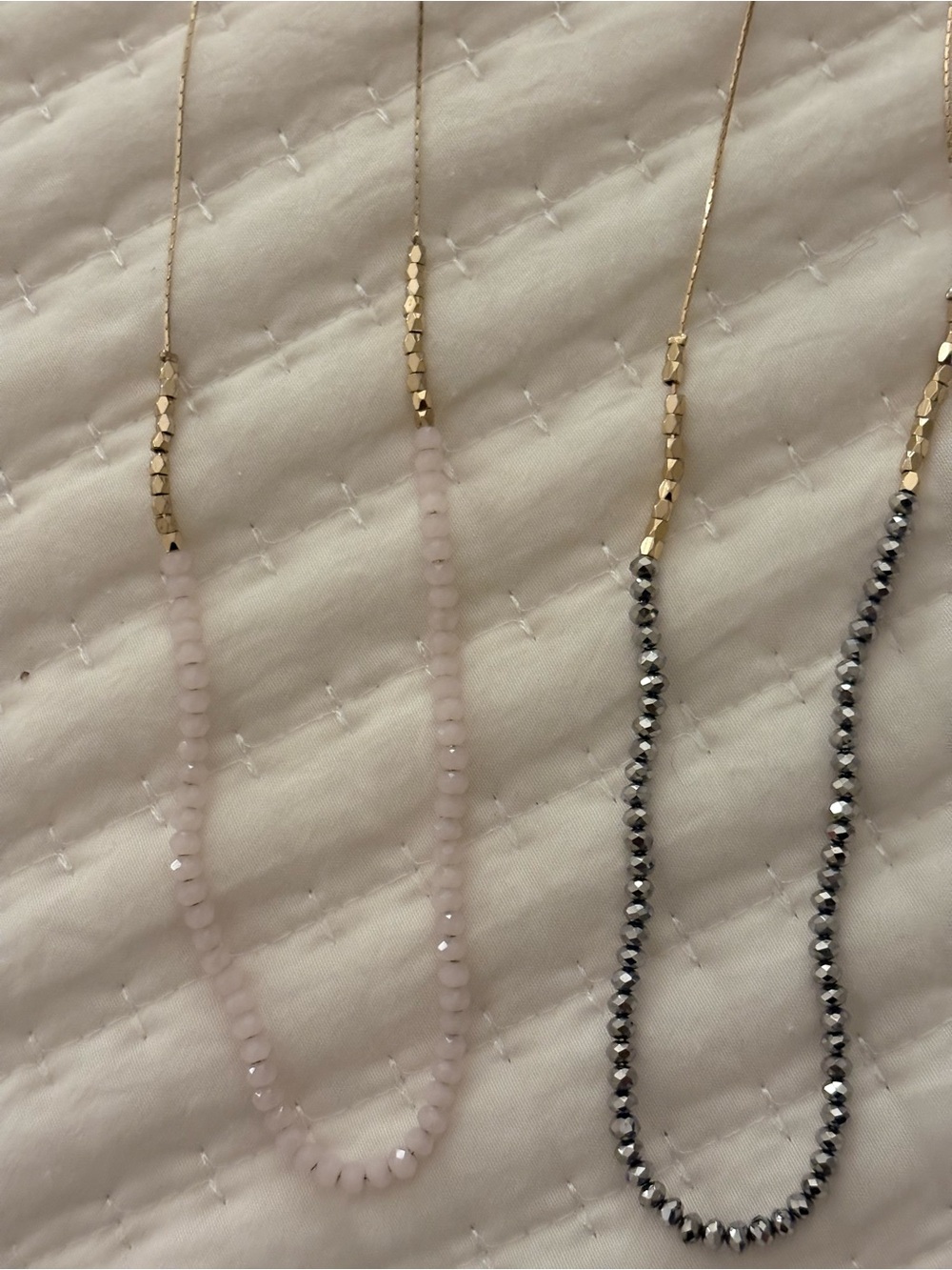 Origami Owl Gold Chain Necklace with Pink and Silver Beads